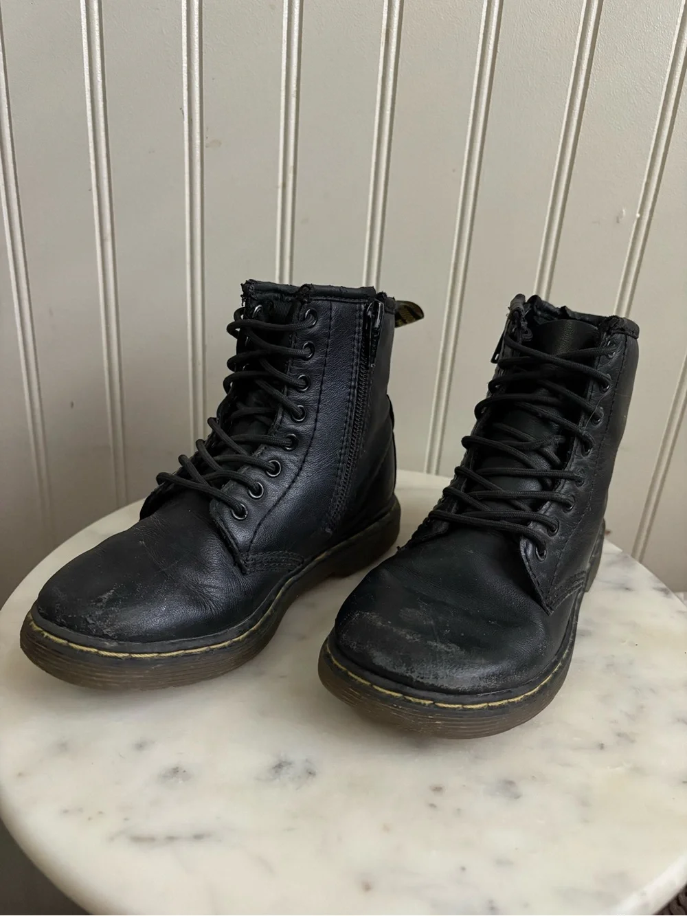 Dr Martens Kids Combat Boots Toddler 11 Black Zip Up Classic Punk Grunge Cool